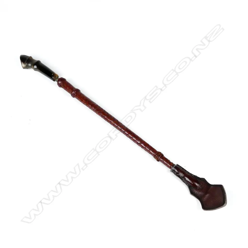 An Edwardian plaited leather sword-stick riding crop Image 1++