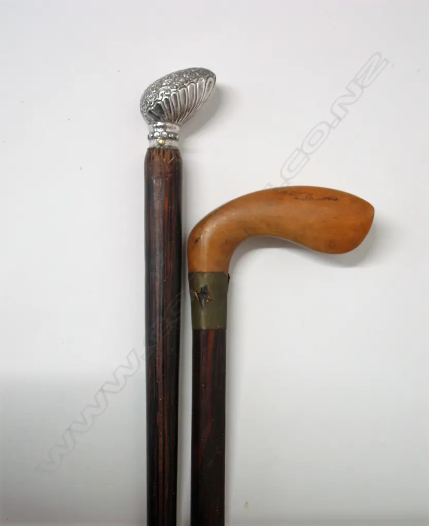 Two rosewood shafted walking sticks Image 1++