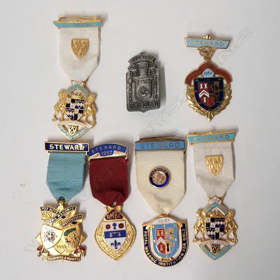 Seven vintage Masonic jewels