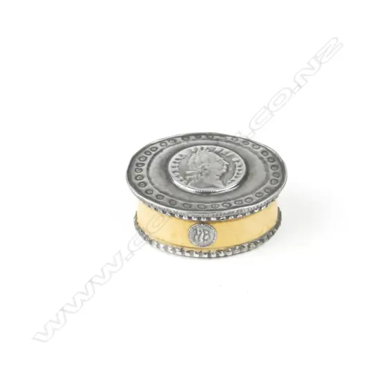 A Georgian home-made silver metal and ivory snuff box