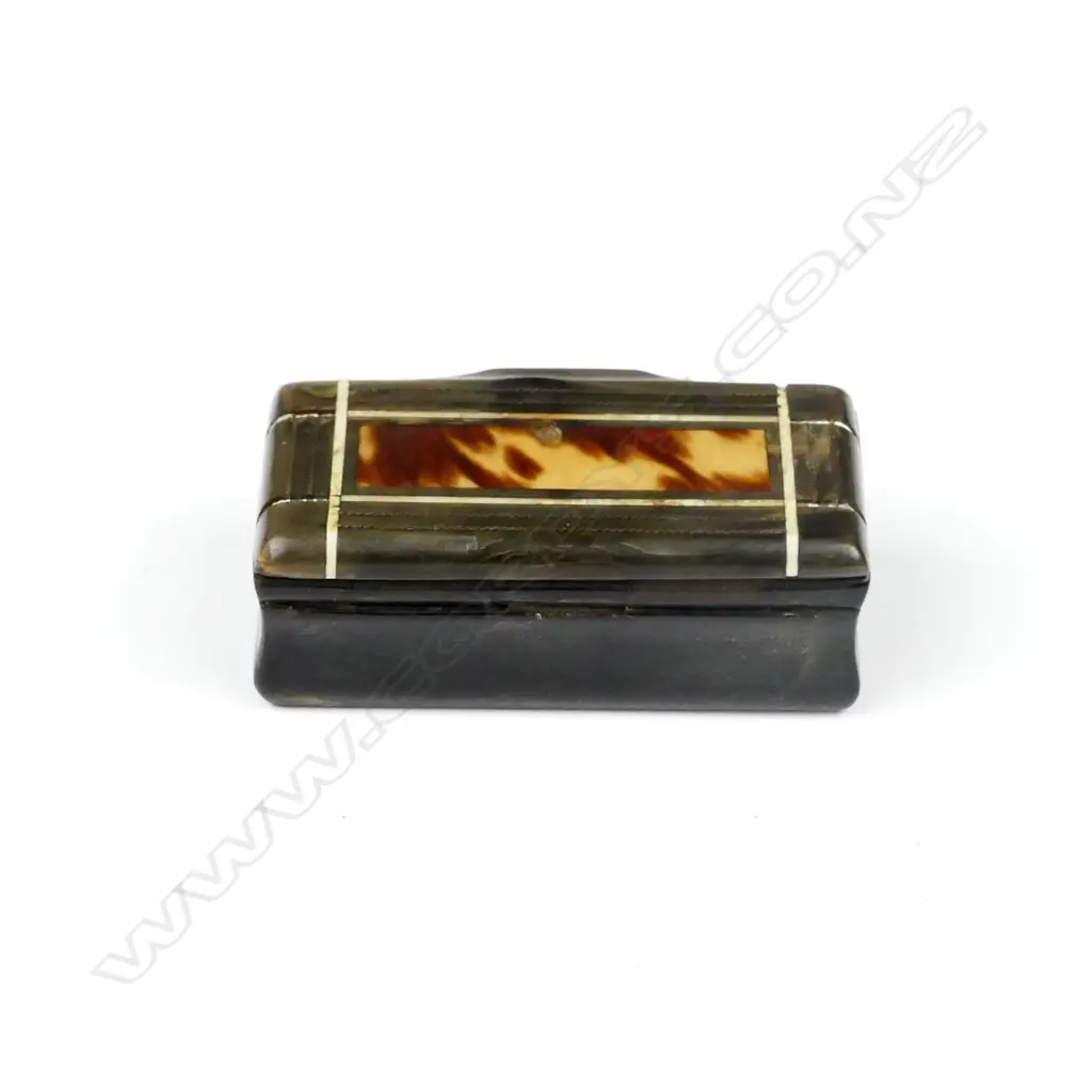 A horn and tortoiseshell snuff box Image 1++