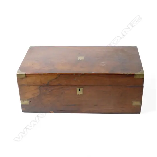 A good Victorian brass bound walnut writing box