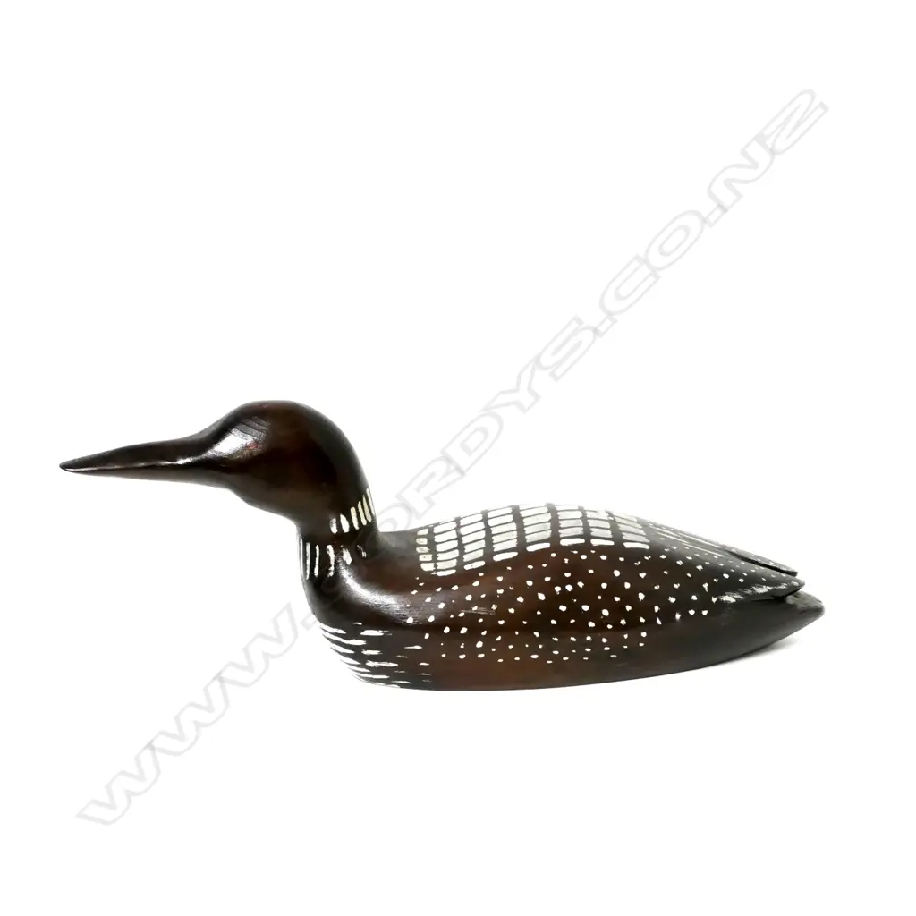 A Paul Flinette hand painted wooden decoy loon Image 1++