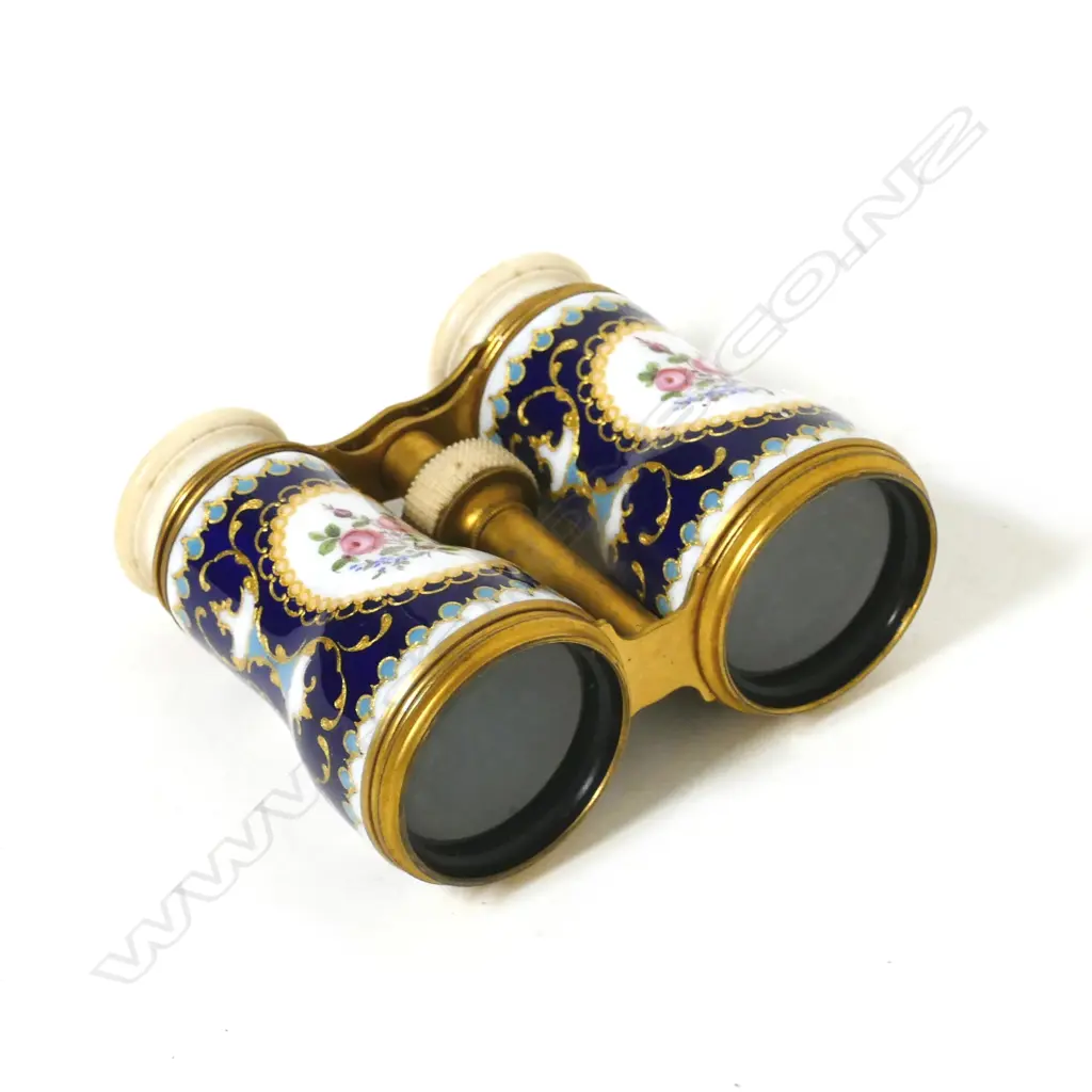 A pair of French 19thC porcelain and ivory opera glasses Image 1++