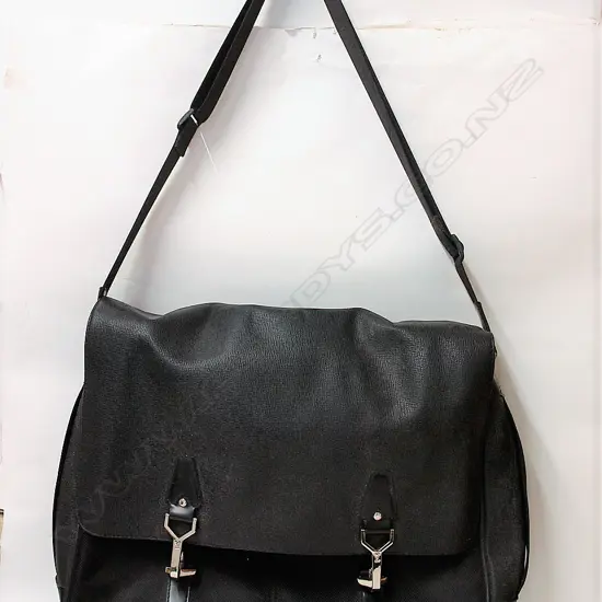 A vintage Louis Vuitton black epi-leather and canvas shoulder bag
