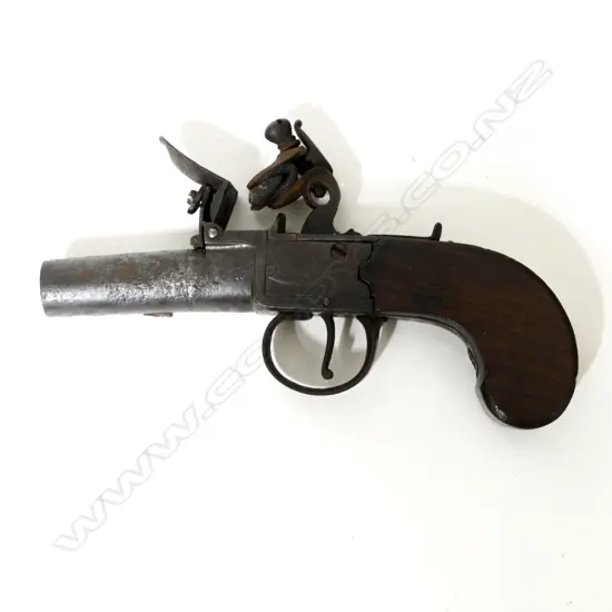 A c.1800 English flintlock box-lock pocket pistol