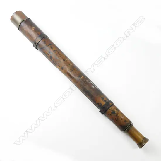 An Ottoway & Co. leather bound single draw military issue telescope