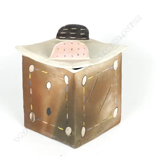 A Denis O'Connor lidded pottery cube