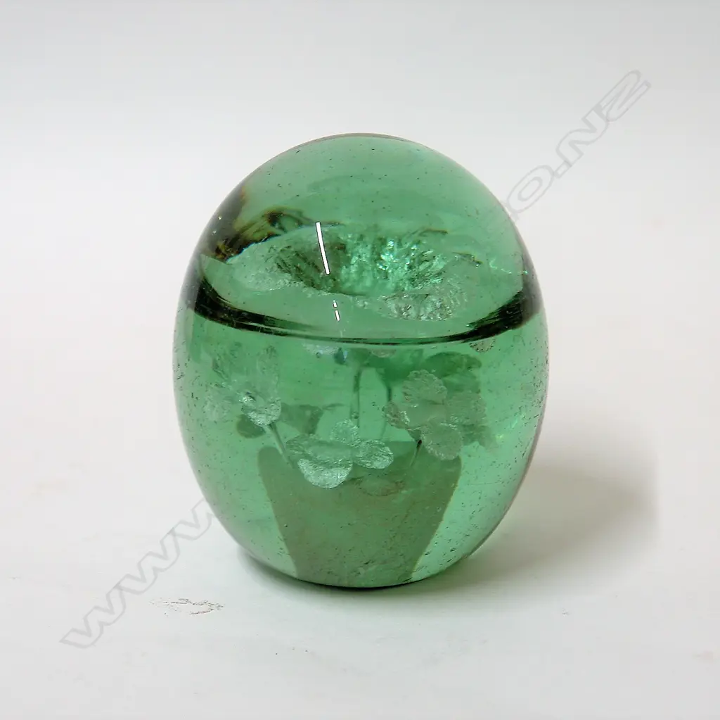 Two Victorian Stourbridge green glass dumps Image 1++