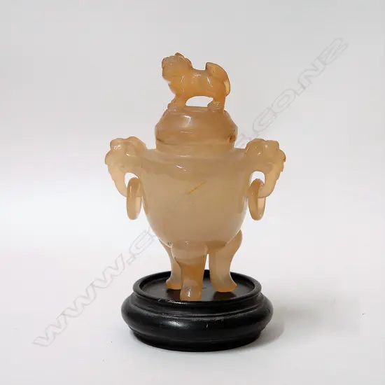 A Chinese carved agate lidded censer
