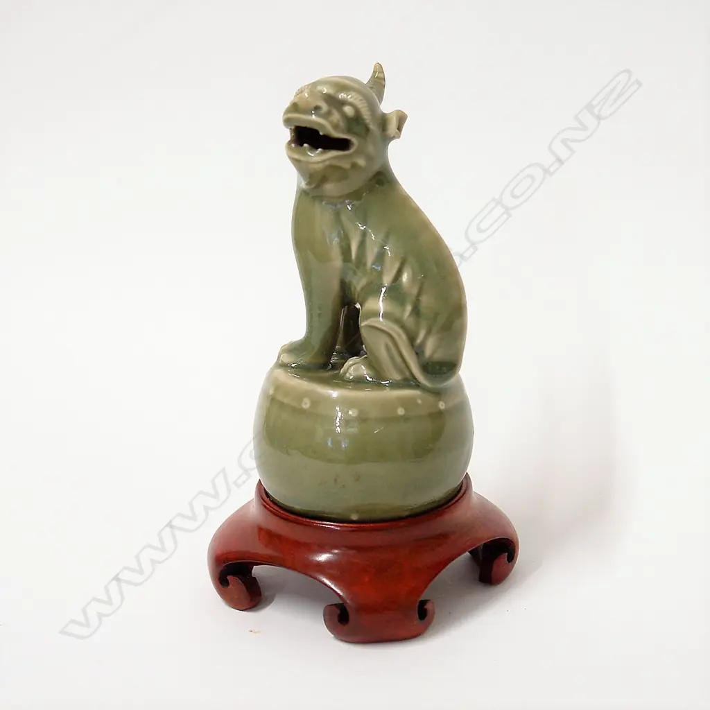 An old celadon seated Kylin Image 1++