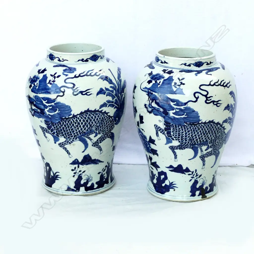 A pair of Chinese blue and white jars Image 1++