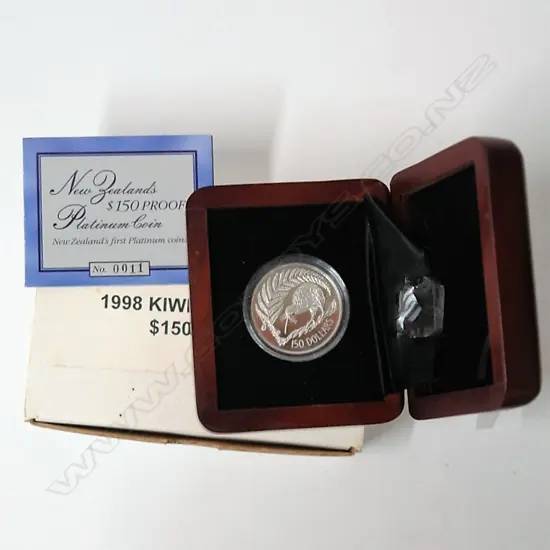 A 1998 N.Z. Kiwi platinum $150 coin