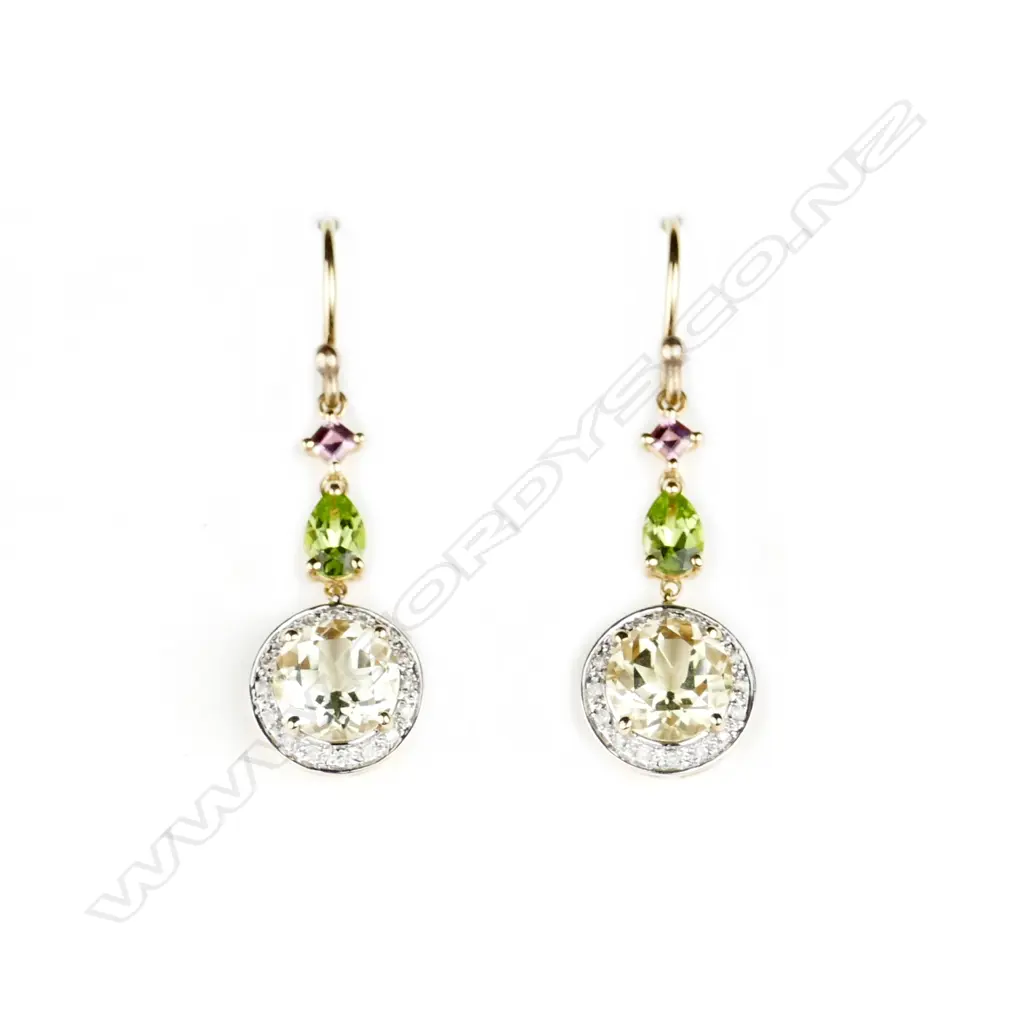 A pair of 14ct. yellow gold citrine Image 1++