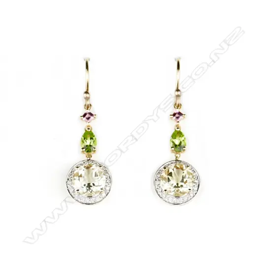 A pair of 14ct. yellow gold citrine