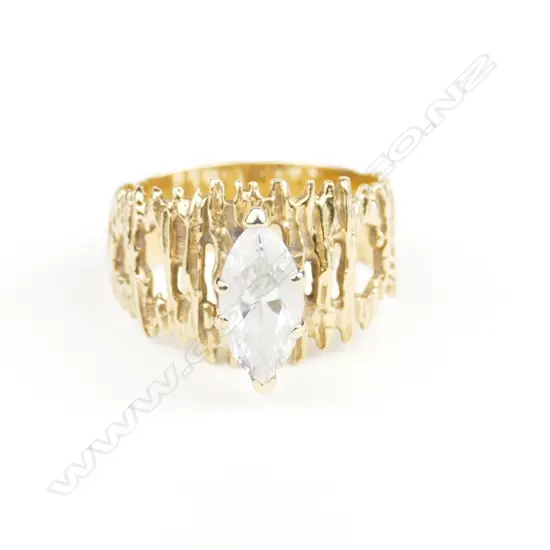 A 14ct gold and cubic zirconia 1970s designer ring