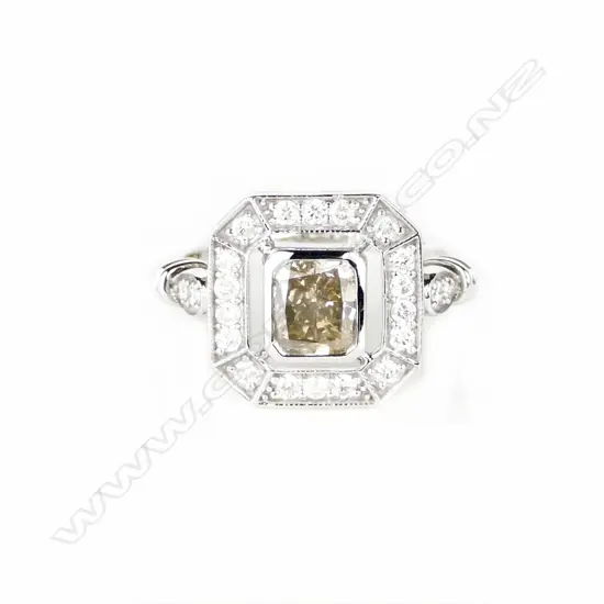 A 14ct. white gold diamond ring