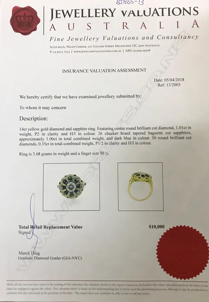 A 14ct. gold sapphire and diamond ring Image 1++