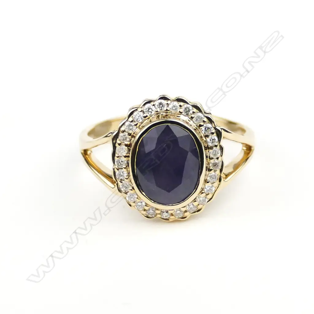 A 14ct. gold sapphire and diamond ring Image 1++