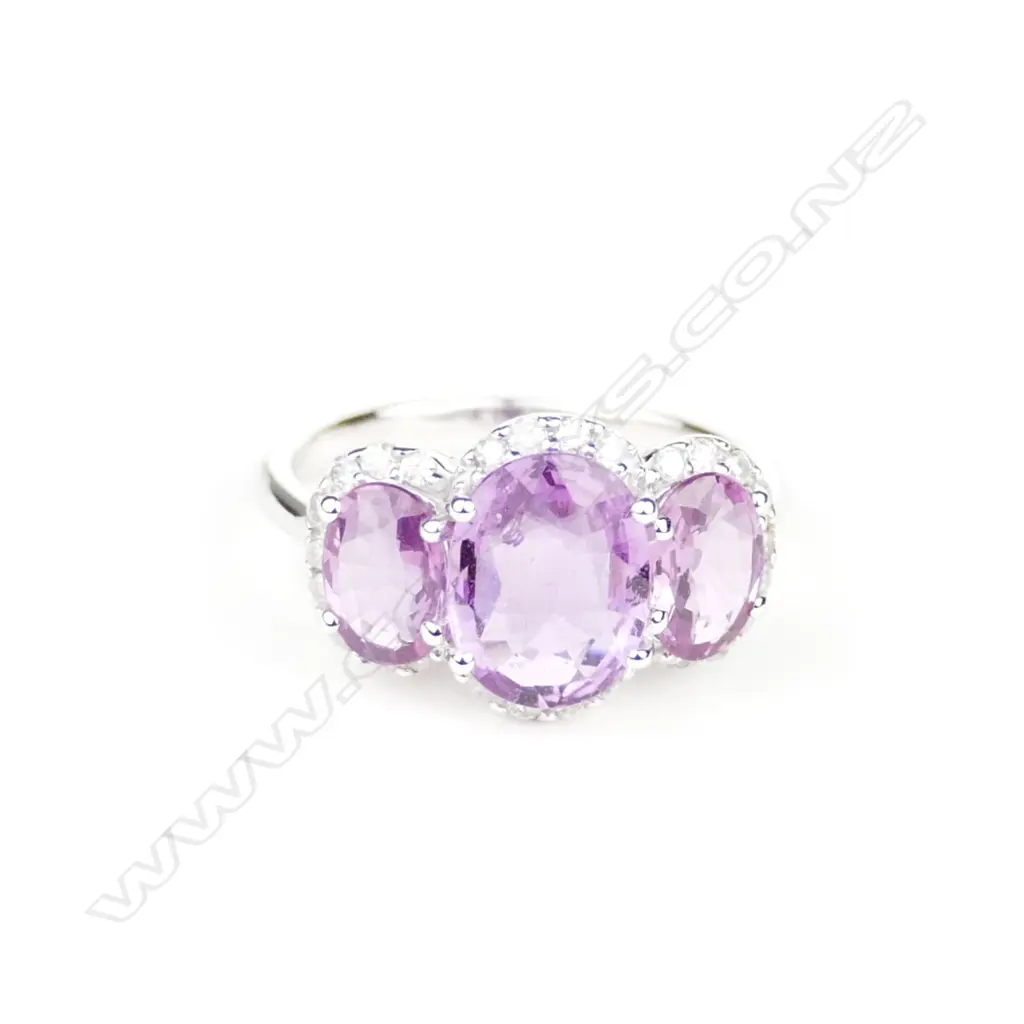 A 14ct. white gold pink sapphire and diamond ring Image 1++