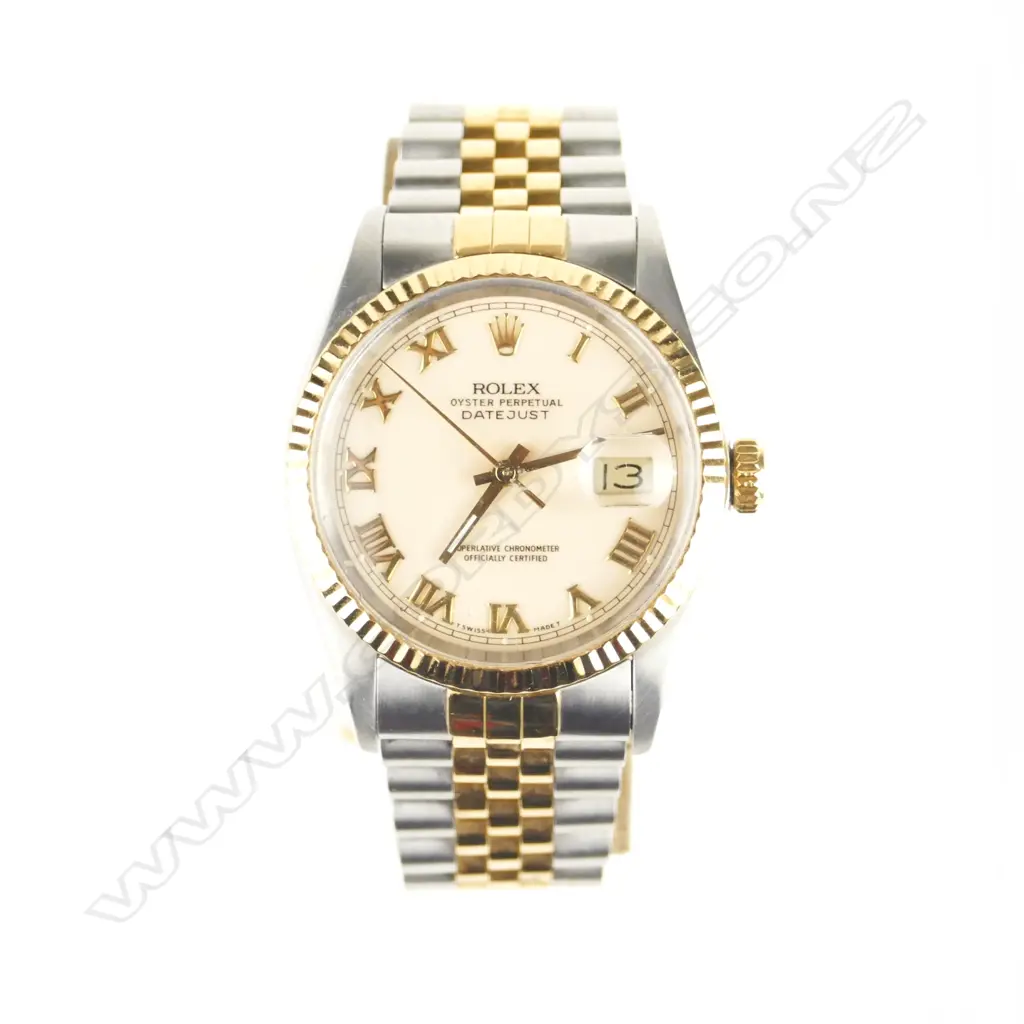 A 1980s 18ct. yellow gold and stainless steel gent's Rolex Oyster perpetual Datejust wristwatch Image 1++
