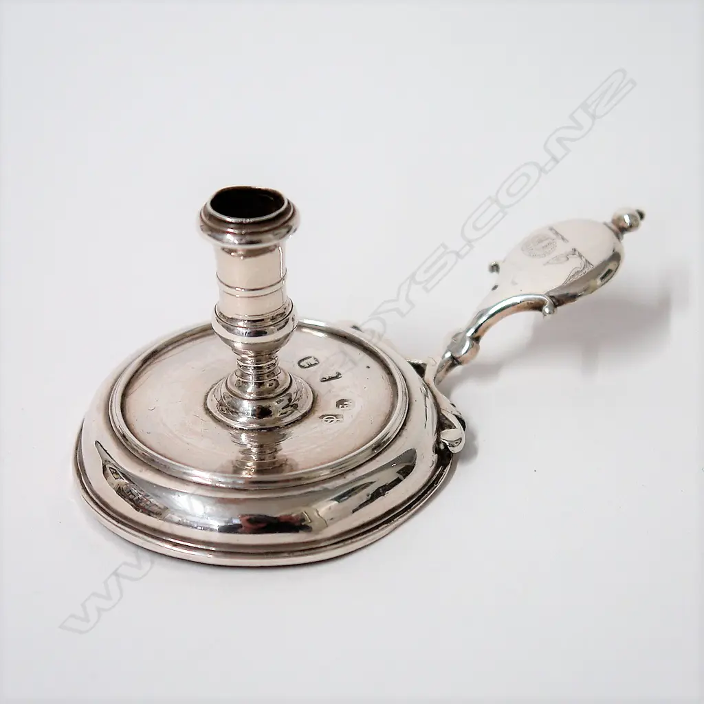 A rare Queen Anne silver taper stick Image 1++