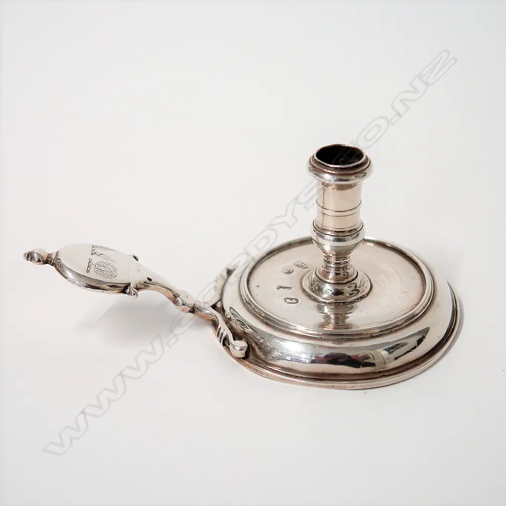A rare Queen Anne silver taper stick Image 1++