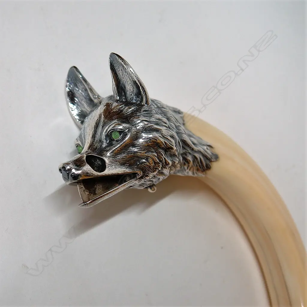A c.1900 large and impressive Austrian silver and hippo tusk cigar cutter Image 1++