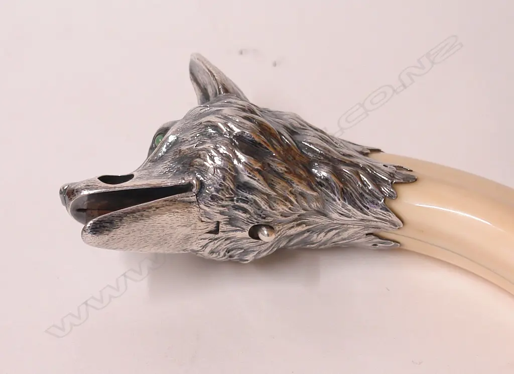 A c.1900 large and impressive Austrian silver and hippo tusk cigar cutter Image 1++