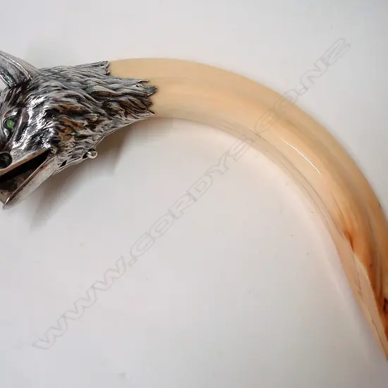 A c.1900 large and impressive Austrian silver and hippo tusk cigar cutter