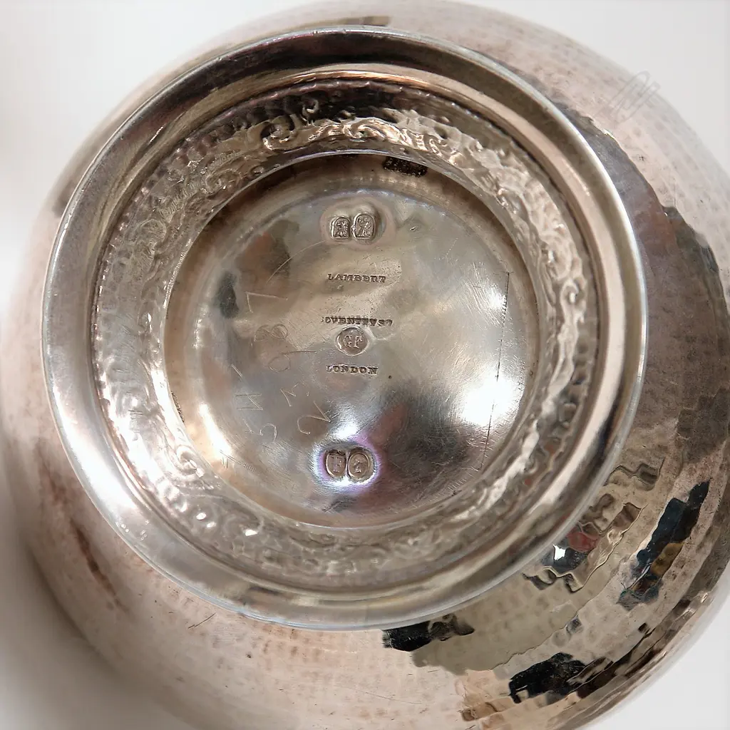 A large heavy and impressive Victorian presentation silver jug and two beakers Image 1++
