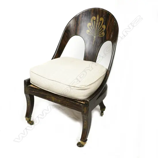 A Regency spoon-back side chair with scumbled rosewood finish and gold painted detail