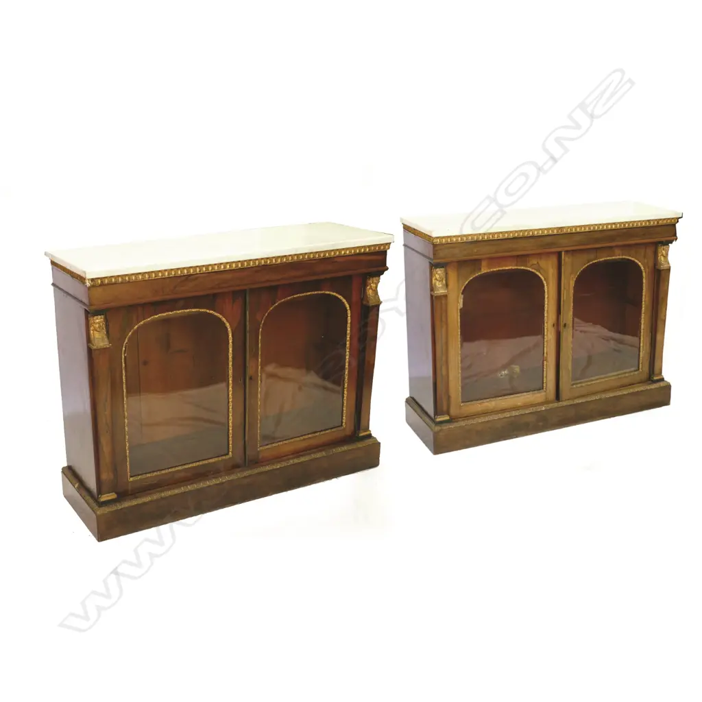 A pair of Victorian walnut two-door pier cabinets Image 1++