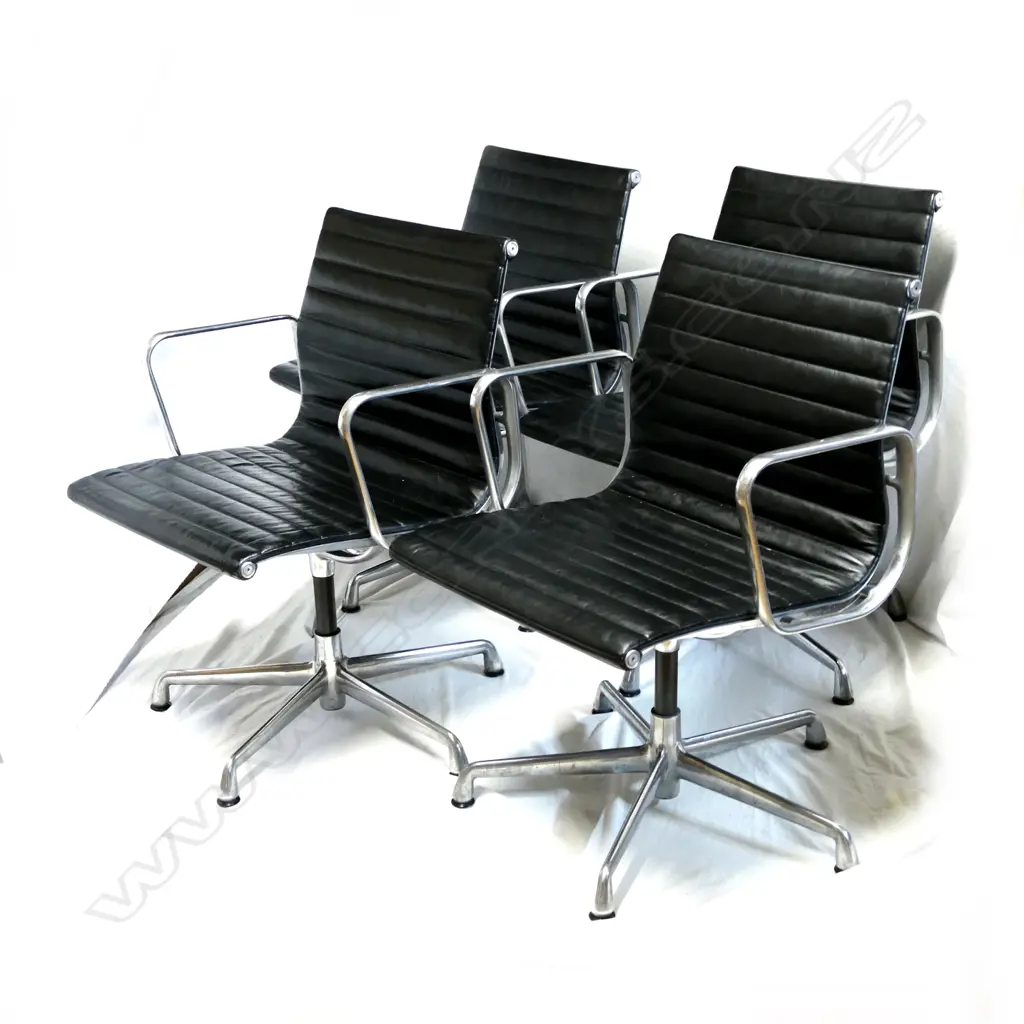 A set of four Eames for Herman Miller Aluminium Group side chairs Image 1++