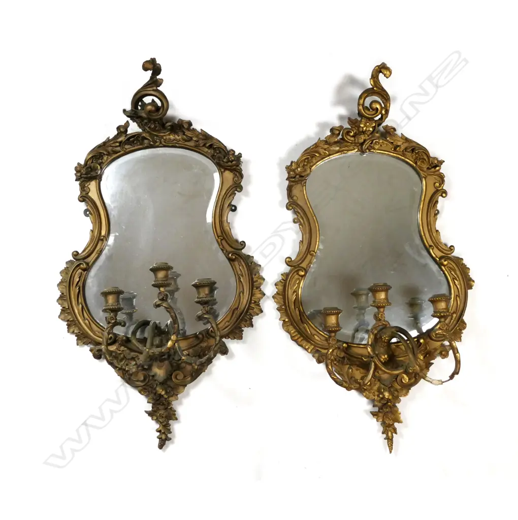 A pair of gilt framed Girandole mirrors Image 1++