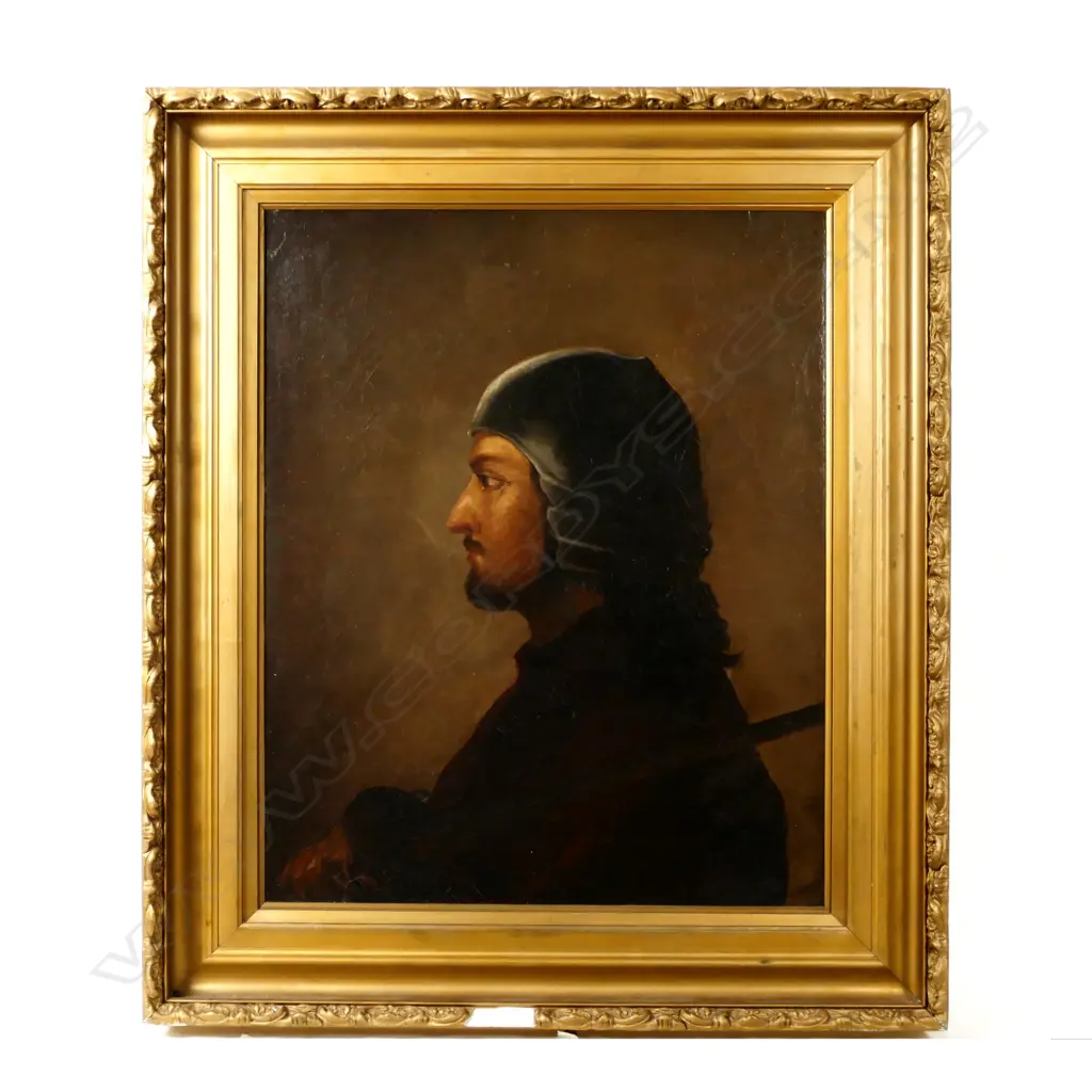 Artist unknown. 'Profile Portrait of a Soldier with Short Beard and Metal Helmet' Image 1++