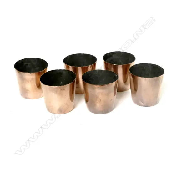 A set of six early Victorian miniature copper dariole moulds