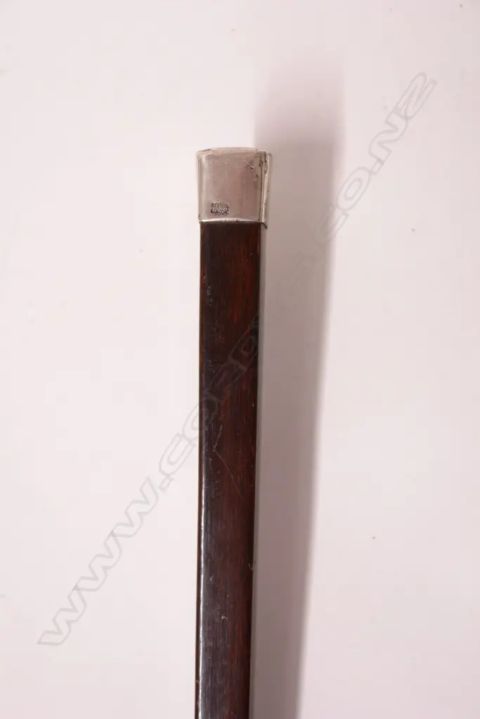 An antique dark stained beech walking cane of unusual tapering square section Image 1++
