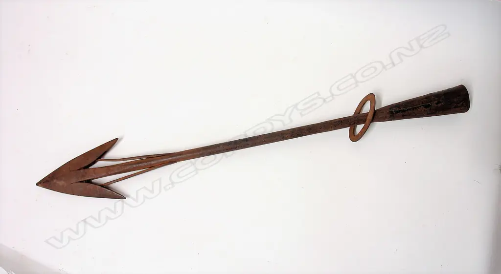 An old forged iron whaling harpoon head Image 1++