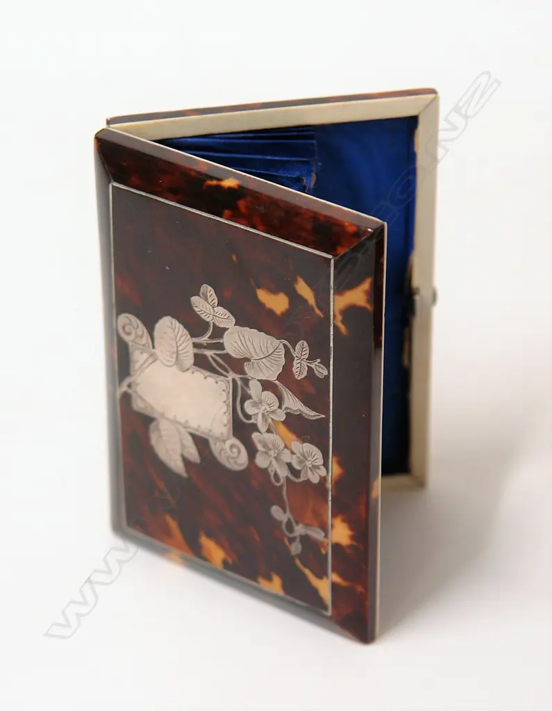 A Victorian tortoiseshell inlaid card case Image 1++