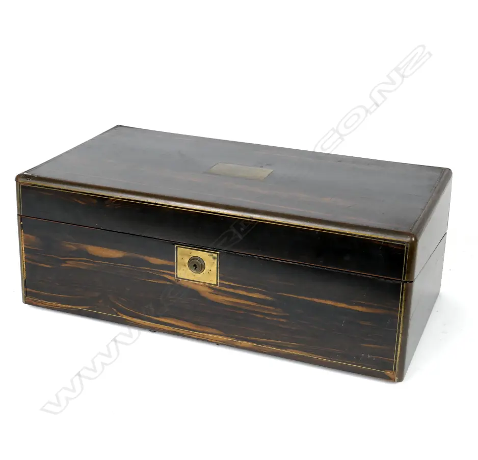 A Victorian Coromandel wood writing box Image 1++