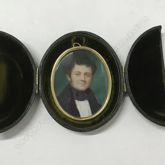 An early 19thC 14ct gold framed portrait miniature