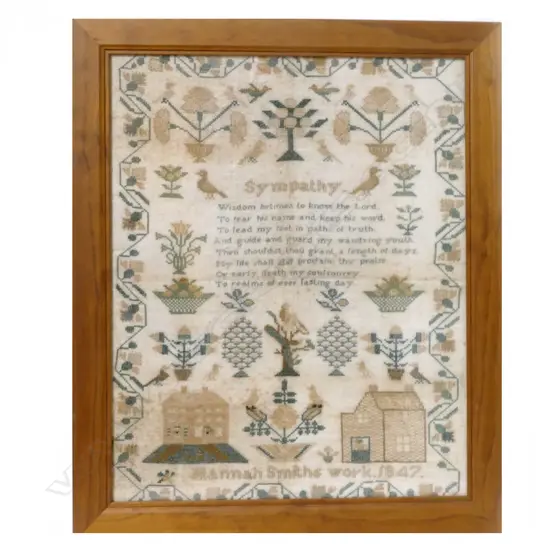 A Victorian 1847 sampler entitled 'Sympathy'