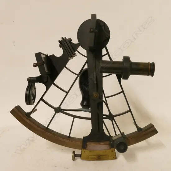 A 19thC sextant and binoculars in case