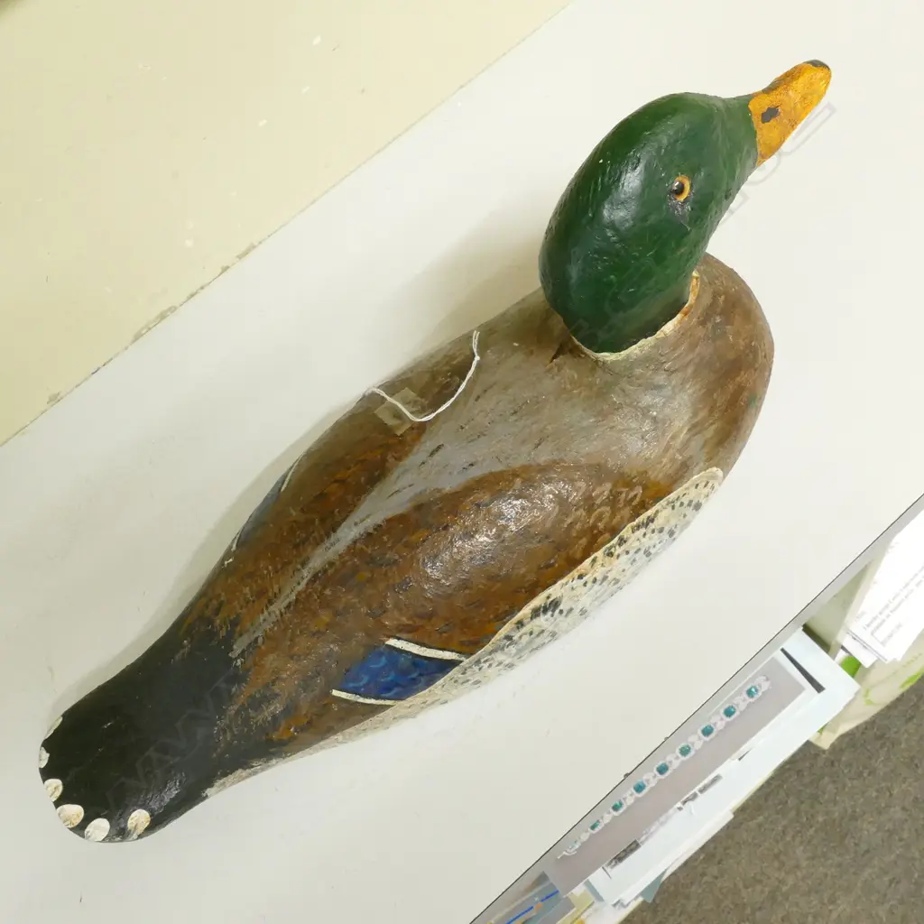 Two vintage carved and painted wooden duck decoys Image 1++