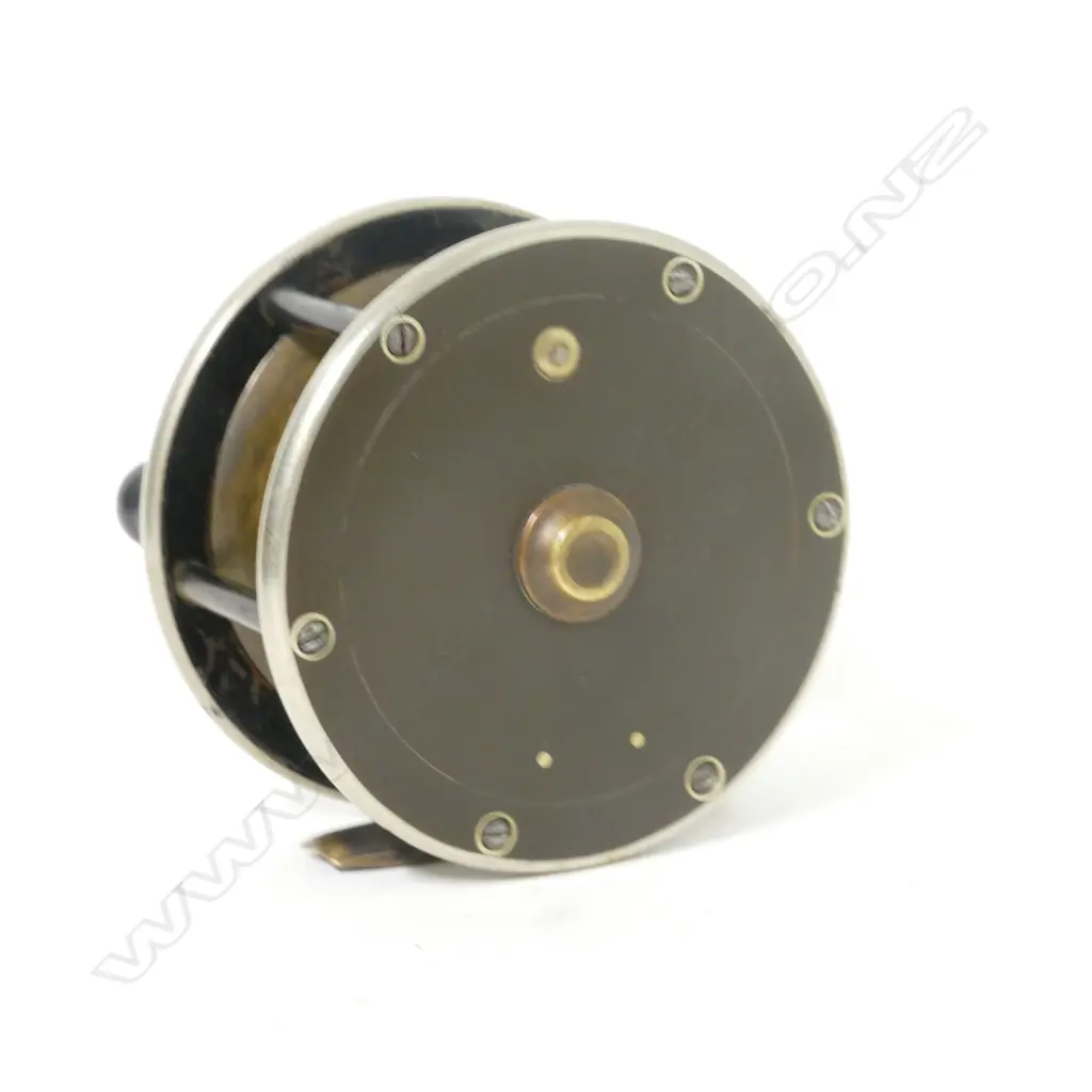A brass 3¼" plate wind reel by Turnbull Image 1++