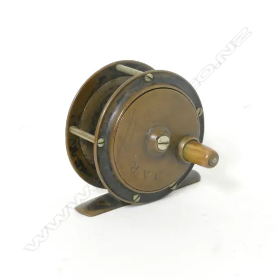A brass 2½" plate wind reel by Anderson & Son Edinburgh