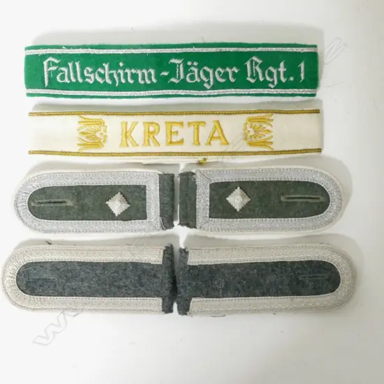4 GERMAN SHOULDER BOARDS & 2 ARMBANDS