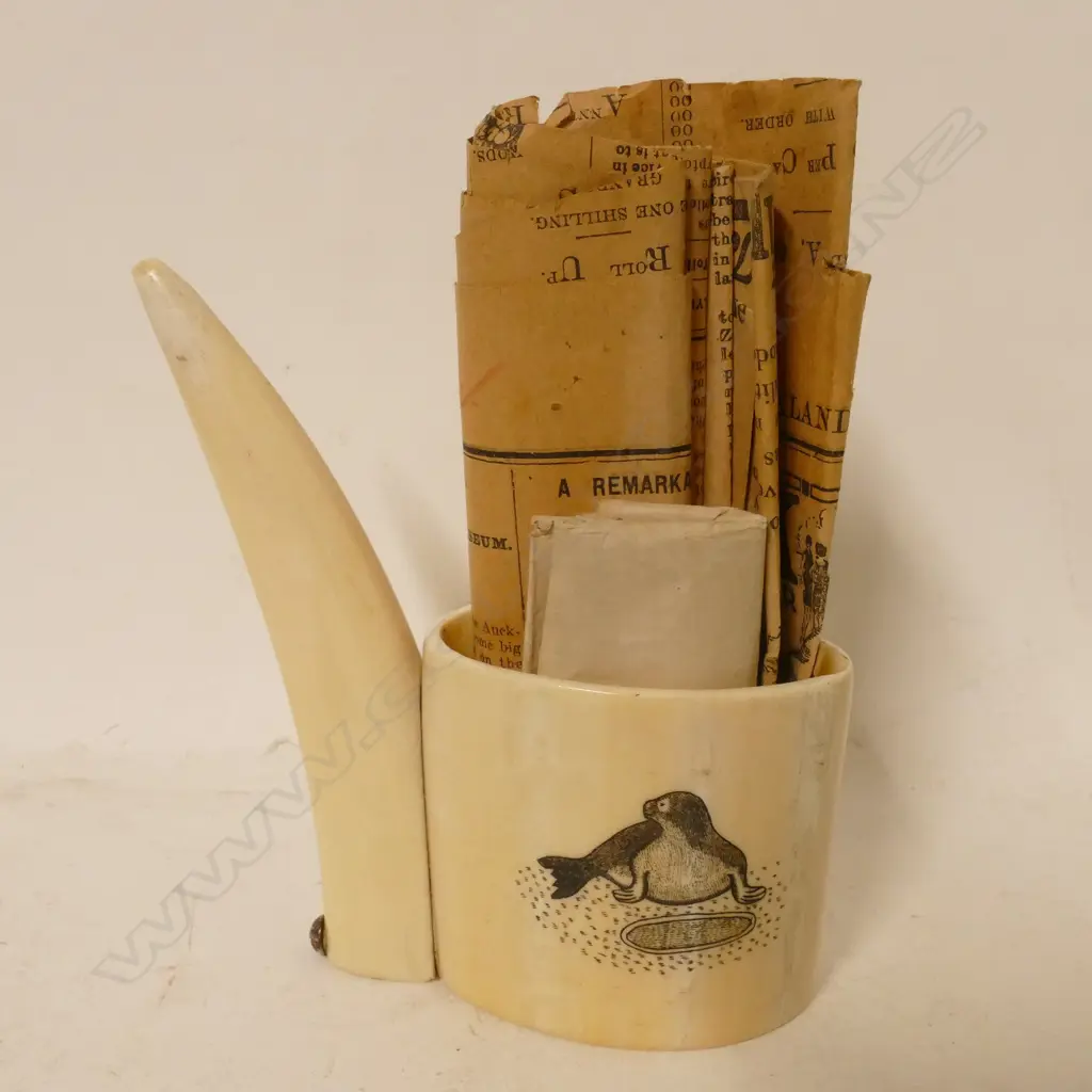 An Inuit walrus ivory folk art beaker Image 1++
