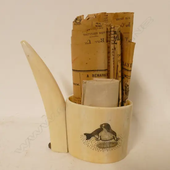 An Inuit walrus ivory folk art beaker